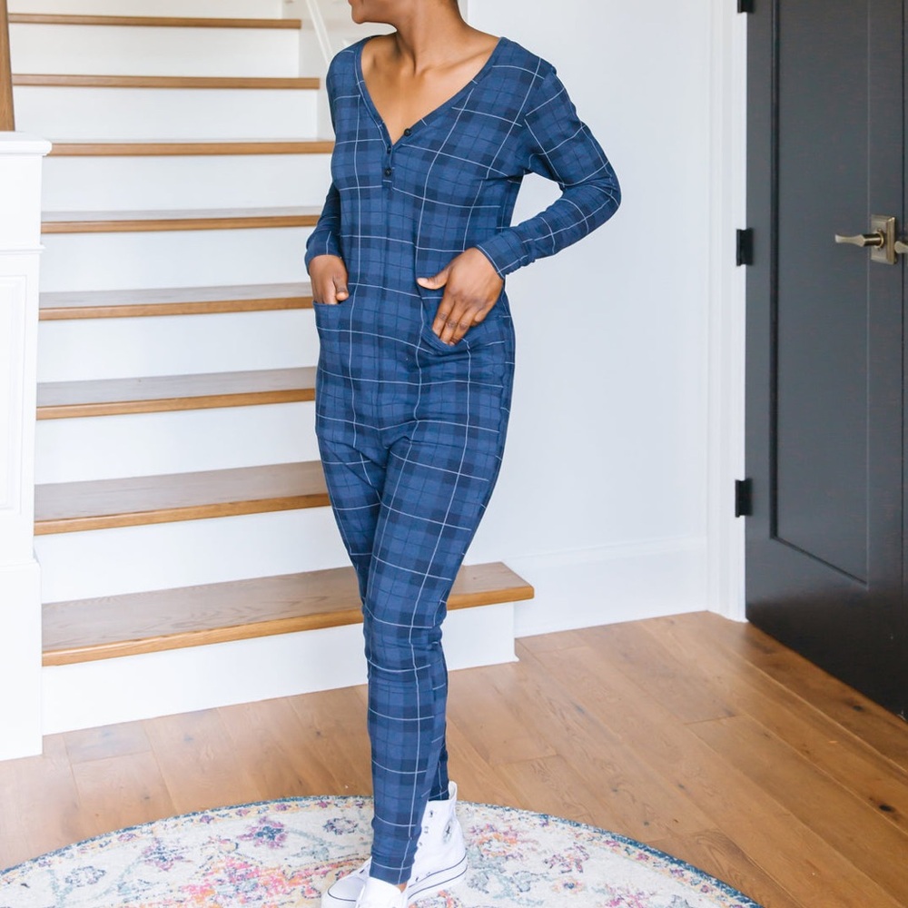 Smash + Tess Blue Tartan Romper